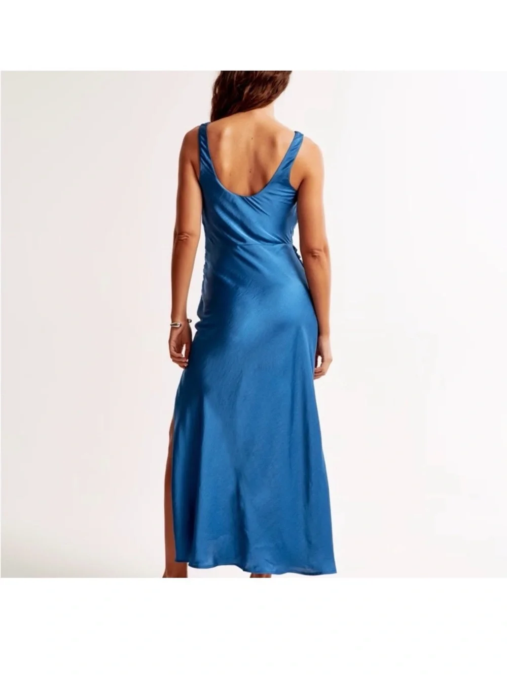 NWT Abercrombie & Fitch Blue Cowl Neck Maxi Dress with High Slit Size XS Petite